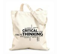 AILOONG Polyester Cotton Shopping Bags Word Cloud Critical Thinking 12 oz thick fabric Reusable 25x30cm Small