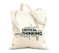 AILOONG Polyester Cotton Shopping Bags Word Cloud Critical Thinking 12 oz thick fabric Reusable 35x40cm Large
