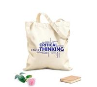 AILOONG Polyester Cotton Shopping Bags Word Cloud Critical Thinking 340g/m² thick fabric Reusable