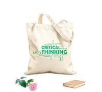 AILOONG Polyester Cotton Shopping Bags Word Cloud Critical Thinking 340g/m² thick fabric Reusable