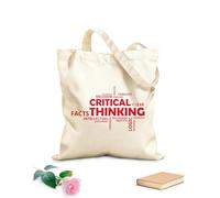 AILOONG Polyester Cotton Shopping Bags Word Cloud Critical Thinking 340g/m² thick fabric Reusable
