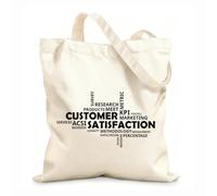 AILOONG Polyester Cotton Shopping Bags Word Cloud Customer Satisfaction 12 oz thick fabric Reusable 35x40cm Large