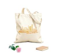AILOONG Polyester Cotton Shopping Bags Word Cloud Data Processing 340g/m² thick fabric Reusable