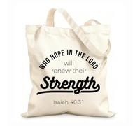 AILOONG Polyester Cotton Storage bags 12 oz thick fabric biblical phrase from isaiah 4031 who hope Customizable slogan 25x30cm Small