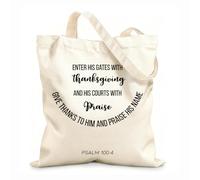 AILOONG Polyester Cotton Storage bags 12 oz thick fabric biblical verse from psalm 1004 enter his gate Customizable slogan 25x30cm Small