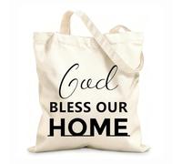 AILOONG Polyester Cotton Storage bags 12 oz thick fabric christian quote design god bless our home Customizable slogan 25x30cm Small