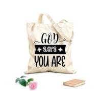 AILOONG Polyester Cotton Storage bags 12 oz thick fabric god says you are design on Customizable slogan 25x30cm Small