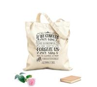 AILOONG Polyester Cotton Storage bags 12 oz thick fabric hand lettering if we cofess our sins he Customizable slogan 31x36cm Medium