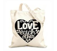 AILOONG Polyester Cotton Storage bags 12 oz thick fabric hand lettering love each other on heart Customizable slogan 35x40cm Large