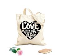 AILOONG Polyester Cotton Storage bags 12 oz thick fabric hand lettering love each other on heart Customizable slogan 25x30cm Small