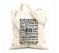 AILOONG Polyester Cotton Storage bags 12 oz thick fabric hand lettering quote house rules with words live Customizable slogan 35x40cm Large