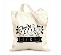 AILOONG Polyester Cotton Storage bags 12 oz thick fabric hand lettering trust in the lord made on Customizable slogan 31x36cm Medium