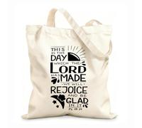 AILOONG Polyester Cotton Storage bags 12 oz thick fabric hand lettering with bible verse this is day Customizable slogan 31x36cm Medium