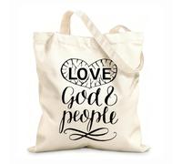 AILOONG Polyester Cotton Storage bags 12 oz thick fabric hand lettering with inspirational quote love god Customizable slogan 25x30cm Small
