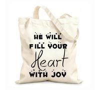 AILOONG Polyester Cotton Storage bags 12 oz thick fabric he will fill your heart with joy Customizable slogan 25x30cm Small