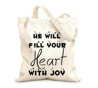 AILOONG Polyester Cotton Storage bags 12 oz thick fabric he will fill your heart with joy Customizable slogan 35x40cm Large