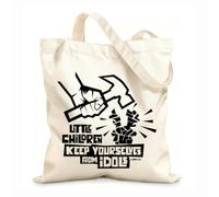 AILOONG Polyester Cotton Storage bags 12 oz thick fabric keep yourselves from idols Customizable slogan 25x30cm Small