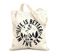 AILOONG Polyester Cotton Storage bags 12 oz thick fabric Life Is Better In The Sky Customizable slogan 25x30cm Small