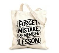 AILOONG Polyester Cotton Storage bags 12 oz thick fabric Motivational Forget The Mistake Remember The Lesson Customizable slogan 31x36cm Medium