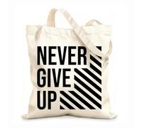 AILOONG Polyester Cotton Storage bags 12 oz thick fabric never give up life quote with modern Customizable slogan 35x40cm Large