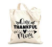 AILOONG Polyester Cotton Storage bags 12 oz thick fabric one thankful mom typography message Customizable slogan 25x30cm Small