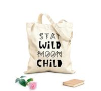 AILOONG Polyester Cotton Storage bags 12 oz thick fabric stay wild moon child inspirational kids poster Customizable slogan 35x40cm Large