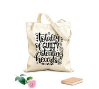 AILOONG Polyester Cotton Storage bags 12 oz thick fabric totally guilty of stealing hearts valentine Customizable slogan 35x40cm Large