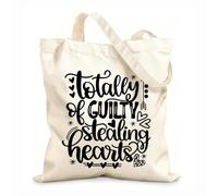 AILOONG Polyester Cotton Storage bags 12 oz thick fabric totally guilty of stealing hearts valentine Customizable slogan 25x30cm Small