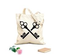 AILOONG Polyester Cotton Storage bags 12 oz thick fabric Two Vintage Retro Crossed Keys Customizable slogan 35x40cm Large