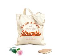 AILOONG Polyester Cotton Storage bags 340g/m² thick fabric biblical phrase from isaiah 4031 who hope Customizable slogan