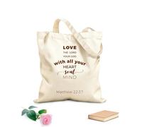AILOONG Polyester Cotton Storage bags 340g/m² thick fabric biblical phrase from matthew gospel love Customizable slogan