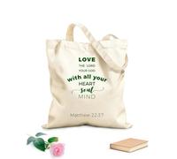 AILOONG Polyester Cotton Storage bags 340g/m² thick fabric biblical phrase from matthew gospel love Customizable slogan