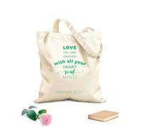 AILOONG Polyester Cotton Storage bags 340g/m² thick fabric biblical phrase from matthew gospel love Customizable slogan