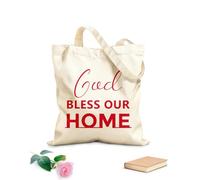 AILOONG Polyester Cotton Storage bags 340g/m² thick fabric christian quote design god bless our home Customizable slogan