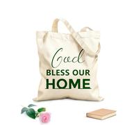 AILOONG Polyester Cotton Storage bags 340g/m² thick fabric christian quote design god bless our home Customizable slogan
