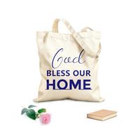 AILOONG Polyester Cotton Storage bags 340g/m² thick fabric christian quote design god bless our home Customizable slogan