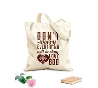 AILOONG Polyester Cotton Storage bags 340g/m² thick fabric dont worry everything will be okay love god Customizable slogan