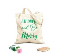 AILOONG Polyester Cotton Storage bags 340g/m² thick fabric eat drink and be merry letter quote Customizable slogan