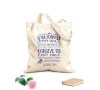 AILOONG Polyester Cotton Storage bags 340g/m² thick fabric hand lettering if we cofess our sins he Customizable slogan