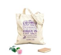 AILOONG Polyester Cotton Storage bags 340g/m² thick fabric hand lettering if we cofess our sins he Customizable slogan