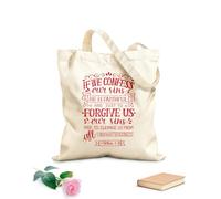 AILOONG Polyester Cotton Storage bags 340g/m² thick fabric hand lettering if we cofess our sins he Customizable slogan