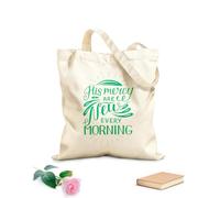 AILOONG Polyester Cotton Storage bags 340g/m² thick fabric hand lettering with bible verse his mercy are new Customizable slogan