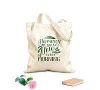 AILOONG Polyester Cotton Storage bags 340g/m² thick fabric hand lettering with bible verse his mercy are new Customizable slogan