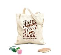 AILOONG Polyester Cotton Storage bags 340g/m² thick fabric hand lettering with bible verse my help comes from Customizable slogan