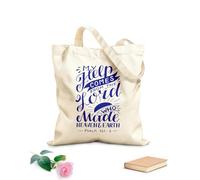 AILOONG Polyester Cotton Storage bags 340g/m² thick fabric hand lettering with bible verse my help comes from Customizable slogan