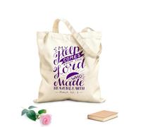 AILOONG Polyester Cotton Storage bags 340g/m² thick fabric hand lettering with bible verse my help comes from Customizable slogan