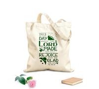 AILOONG Polyester Cotton Storage bags 340g/m² thick fabric hand lettering with bible verse this is day Customizable slogan