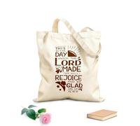 AILOONG Polyester Cotton Storage bags 340g/m² thick fabric hand lettering with bible verse this is day Customizable slogan