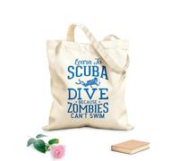 AILOONG Polyester Cotton Storage bags 340g/m² thick fabric learn to scuba dive because zombies cant swim Customizable slogan