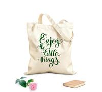 AILOONG Polyester Cotton Storage bags 340g/m² thick fabric modern calligraphy positive quote enjoy the little Customizable slogan